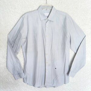 size 42, 16 1/2 Prada Mens Light Blue Button-Up‎ Dress Shirt (stains)